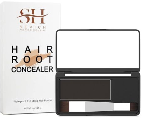 Sevich Polvere per la copertura delle radici dei capelli - Polvere per l'attaccatura dei capelli, copertura rapida delle radici dei capelli grigi, 8 g Marrone scuro