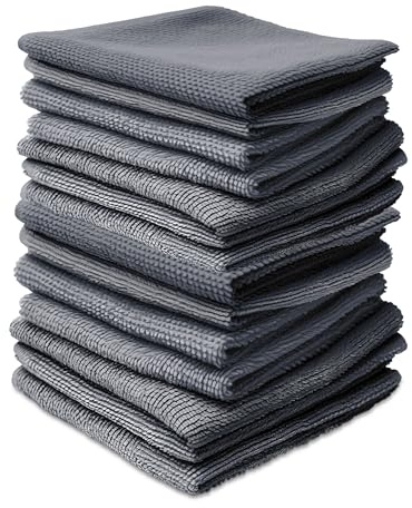 TIENDA EURASIA – Set 25 Paños de Limpieza | Material Microfibra | Medidas 30x23x0.2 cm | Bayeta Microfibra | Paños de Cocina | Paquete 25 Unidades (Gris)