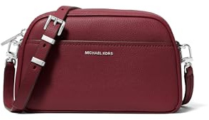 Michael Kors Jet Set Small Camera Crossbody Bag, Silver-Tone Hardware/Embossed Goat Leather/Oxblood