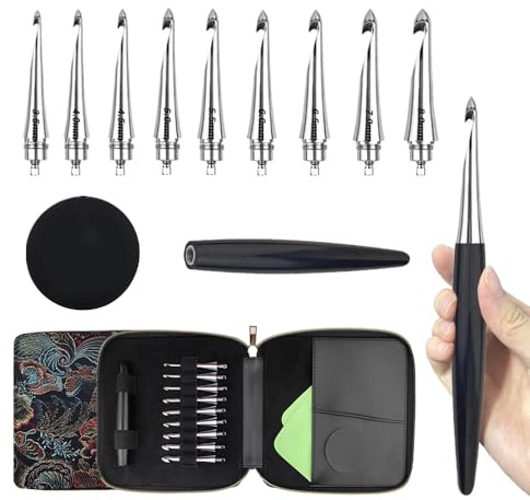 Knitiss Interchangeable Crochet Hooks Set, 9 Sizes (3.5-8.0mm) with Ergonomic Wood Handle & Inline Heads for Smooth Crocheting