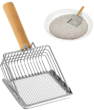 Kattskopa, rostfritt stål kattsandskopa med, rostfritt stål non-stick spade kraftig siktbajs lyftare för kattunge husdjur små raser