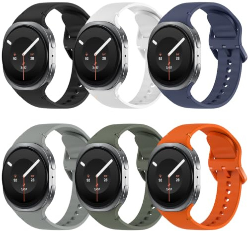 TiMOVO Band Compatible with Samsung Galaxy Watch 9/8 40mm 44mm/Classic 46mm | 6 Pack Galaxy Watch 8 Classic 46mm (2026/2025), Soft Silicone Replacement Sport Strap for Women Men, M/L