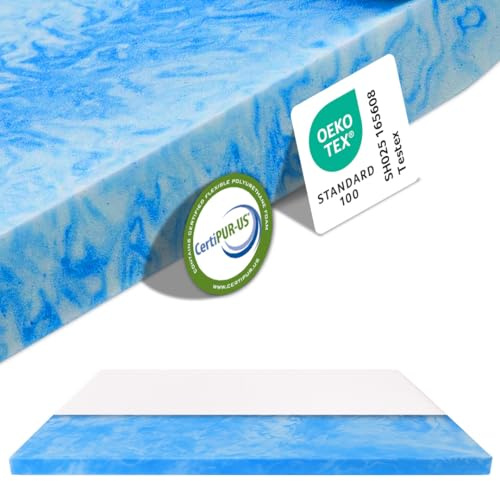 MKS Dream Komfort gelskum bäddmadrass 90 x 200, 5 cm gelbäddmadrass för madrasser, minnesskum H4 med ergonomisk form, tryckavlastande effekt och ventilerande överdrag