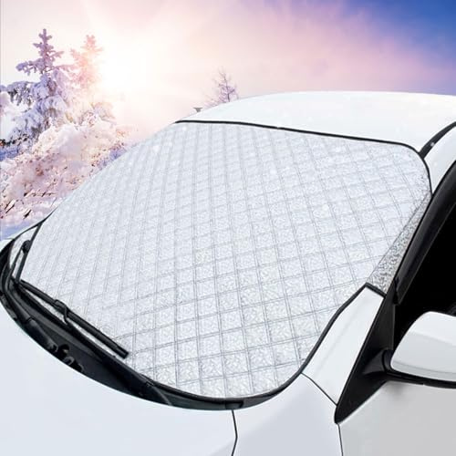 Auto Frontscheibenabdeckung Windschutzscheibenabdeckung Winter, Scheibenabdeckung Frostabdeckung Schneeschutz Sonnenschutz Windschutzscheiben Abdeckung UV-Schutz für PKW SUV, 150x100cm