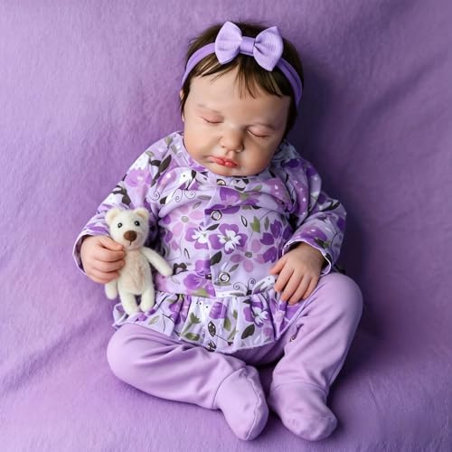 RXDOLL 50 cm sovande nyfödd babydockor silikon helkropp realistisk babydocka anatomiskt korrekt flicka verkliga livet nyfödda dockor möjlig kropp med matningsleksaker