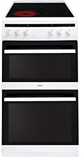 Amica 50cm Double Cavity Electric Cooker with Ceramic Hob - White