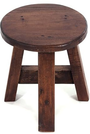 DESIGN DELIGHTS RUSTIKALER Holz HOCKER Bern | 23x20x20cm (HxBxT), Mahagoni massiv | Schemel, Holzhocker, Blumenhocker, Pflanzenhocker | Farbe: 02 Hellbraun