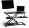 VonHaus Electric Standing Desk Converter, Height Adjustable Two Tier Computer Workstation w/Keyboard Shelf, Dual Monitor Sit Stand Riser w/Up Down Controls & Tablet Holder, 80x40cm & 20kg Capacity