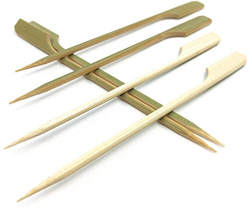 HOPELF 7 inch Bamboo Paddle Picks Skewers for Cocktail，Fruit Kabobs，BBQ，Kitchen，Grilling，Barbeque Snacks.Wood pick More Size Choices 3.5''/ 4.7''/ 7''/ 10'' (Pack of 100)