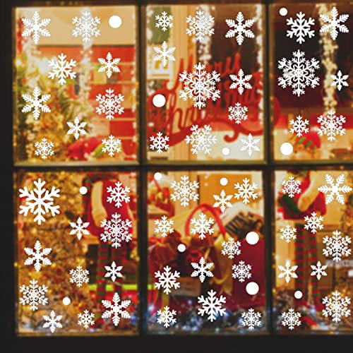 Greymond Christmas Window Stickers, Christmas Snowflake Window Clings, PVC Xmas Decals Decorations for Christmas Window Display, Home Decor, Christmas Decorations