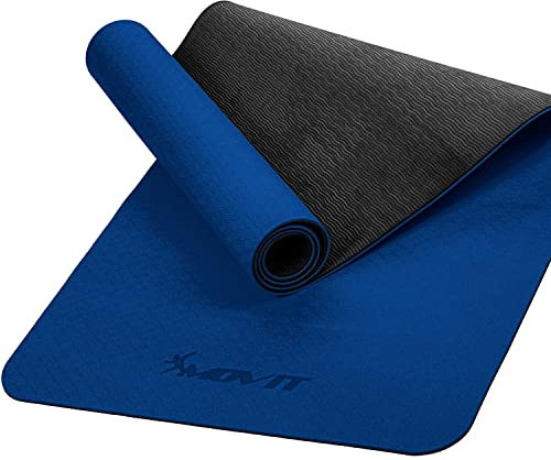 MOVIT Gymnastikmatte, Yogamatte, hautfreundlich und rutschfest, 190 x 60cm, Stärke 0,6cm, Dunkel-blau