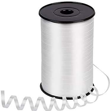 ZYOOO Ballonschnur Weiße,Ringelbänder Weiss,Geschenkband – 5mm * 457m
