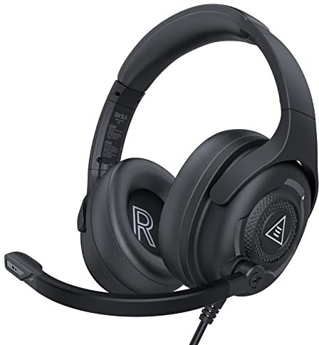 EKSA E4 AirComfy Headsets with Microphone Noise Cancelling, Over-Ear PC Headphones, Crystal Clear Surround Sound 263g Ultra Lightweight 3.5mm Wired Computer Headset for Laptop/PS4/PS5/Xbox/Switch