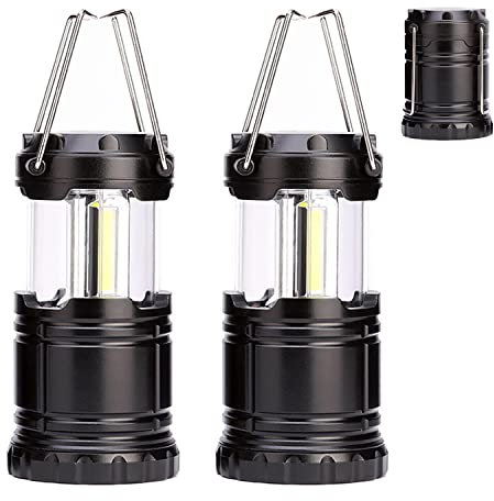 2 Pack Outdoor LED Camping Lantern, Portable Battery Powered Light, New Upgrade Emergency Electric Lamp with Foldable Handle, Applicable to Hurricane, Emergency, Family, Shed