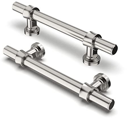 FURNIWARE 10 stycken möbelhandtag, 96 mm borrhålsavstånd möbelhandtag skåphandtag kök skåphandtag används för dörrhandtag badrumsdörr garderob, borstad satin-nickel