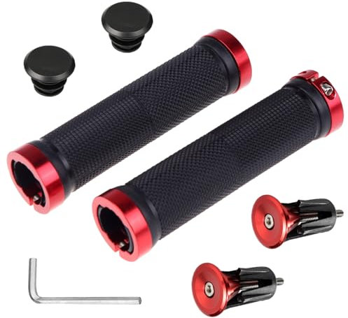YTOOK Non-Slip Rubber Mountain Bike Grips with Aluminum Lock, BMX and MTB Grips for Foldable Pit Bike Urban Bicycles