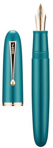 Jinhao 9019 Fountain Pen, Dadao Series #8 Medium Nib, Lake Blue Acrylic Barrel with Golden Clip Big Size Writing Pen