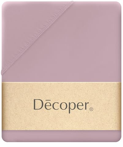 Decoper ® Mako-Feinjersey Spannbettlaken aus 100% Baumwolle | Atmungsaktiv & kuschelig weich | Oeko-Tex Zertifiziert | bis 25 cm Matratzenhöhe | 140-160 cm x 200 cm | Farbe Mauve