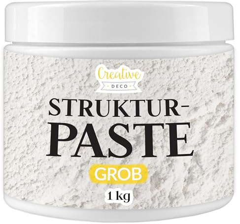 Creative Deco Strukturpaste Grobkörnig 1 kg | Weiße Spachtelmasse für Acrylmalerei | Modellierpaste für Kunstprojekte, Acrylfarbe, DIY, 3D-Effekte, Texturen | Einfach mit Palettenmesser aufzutragen