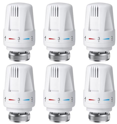 6 pezzi testa termostatica del radiatore Smart valvola del radiatore, testa di ricambio: M30 x 1,5, termostato per riscaldamento, termostato del radiatore, testa di ricambio, teste della valvola del
