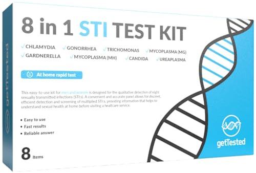 GetTested Kit per Test STI 8-in-1 – Screening STD a Casa per Clamidia, Gonorrea, Mycoplasma, Ureaplasma, Candida, Trichomonas & Gardnerella – Risultati Privati in 15 Minuti