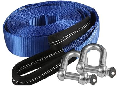 8 Tonnen Auto-Abschleppseil Strape-Kabel mit U-Haken-Schäkel hochfestem Nylon mit reflektierendem Licht for PKW-LKW-Anhänger-SUV (Color : Blue Reflective, Size : 5m 8 Tons)