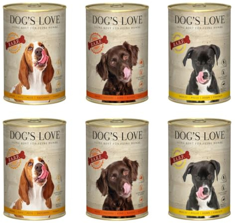 Dog'S Love Complemento Barf para Perros | Varios Sabores | 6 x 400 Gr (2X Pavo 2X Pollo 2X Vacuno)