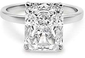 PERORNO Anillo de Plata 925, Solitario engaste Rectangular con Circonitas