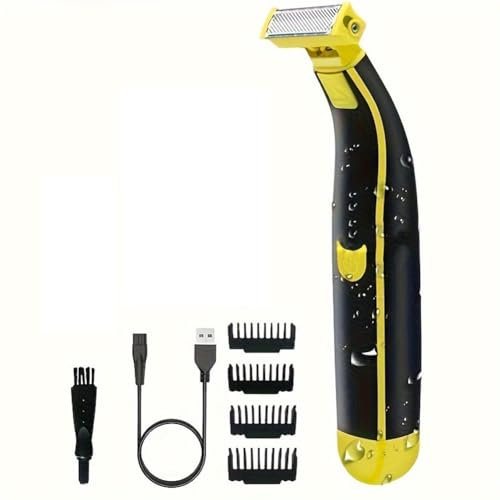 Sctecoau Rasoio Elettrico da Uomo A Doppia Wet & Dry Testine Lavabili per Tutto il Corpo, Ricaricabili Tramite USB, per Rifinitore di Precisione