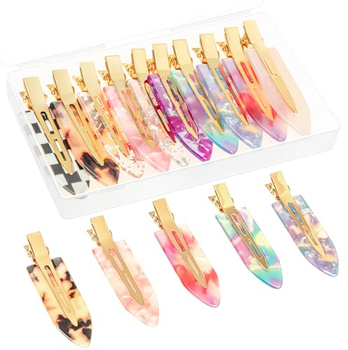 Kiiwah 10 Piezas de Pinzas para el Pelo sin Doblar, Clips Pasadores Cabello con Caja de Almacenamiento para Mujeres Niñas Maquillaje