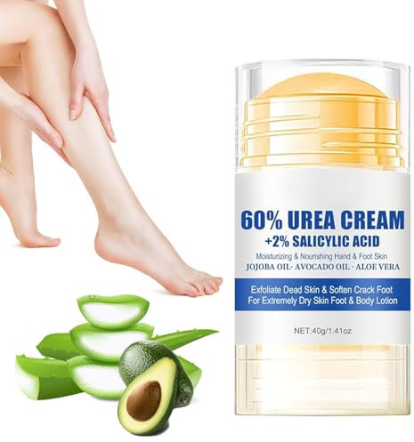 Crema Piedi Urea 60%, Crema per la Riparazione dei Talloni Screpolati, Rimozione e Ammorbidimento, per Spaccate e con Ragadi, 40g