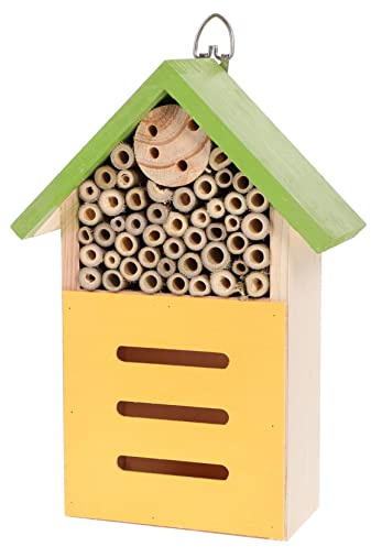 Abaodam Ornements de Maison d'insecte décor de abri d'élevage d'abeilles Habitat des coccinelles Ruche Cabine de coccinelles hôtel à Insectes Bois Green
