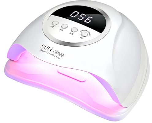 DMJWAN Lampe UV LED Ongles 320W 72 LEDs, Séchoir Professionnel avec Capteur Automatique et 4 Minuteries, Idéale pour Ongles des Mains et Pieds