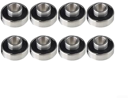 High Speed 608-2RS Long Plate Bearing with ABEC-11 Rating Pre-Lubricated for Smooth and Silent Performance in Skateboards, Scooters, Inline Skates (Black 8pcs)