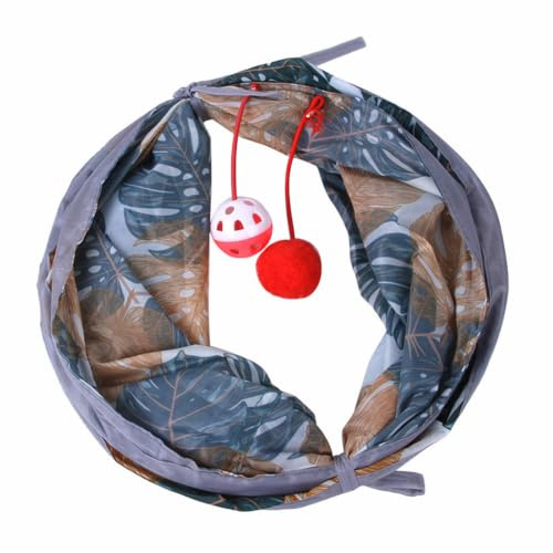 OEBUAFI Kollapsbar Kattunnel Tält Leksak för Inomhuskatter, 50x25cm (Tryck blommigt)
