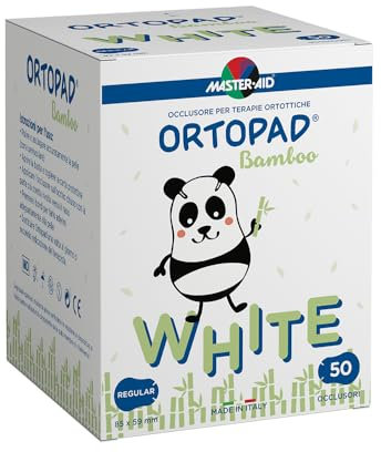 MASTER AID Ortopad White Regular - Cerotti Oculari per Bambini - Cerotto Occlusore Occhio Bambini per il Trattamento di Occhio Pigro e Strabismo - 1 Confezione da 50 Pezzi - 8,5 x 5,9 cm