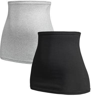 Herzmutter Bandeau abdominau Maternité pour Femme Enceinte - Lot de 2 Ceinture de Grossesse - Taille Haute - Chauffe-Reins - Extension de T-Shirt - 6300