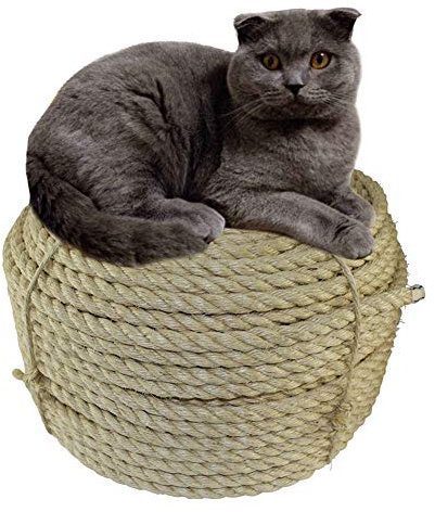 Corde Jute Ficelle Corde 8mm 50m Corde Arbre à Chat Rechange, Natur Corde Sisal pour Le Bricolage, Décoration de Meubles, Jardinage, Arbre a Chat Exterieur
