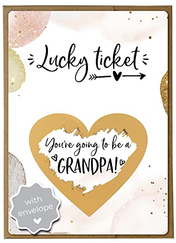 JoliCoon Pregnancy Announcement Scratch Card, Grandpa Reveal, with envelope