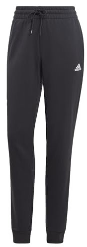 adidas Damen Essentials Linear French Terry Cuffed Pants, Black / White, L