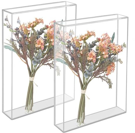 2 Stück Acryl Schattenbox-Rahmen, Transparenter Bilderrahmen Tiefer Objektrahmen Tiefe Schattenboxen Fotorahmen 3D Speicher Display Case für Blumensträuße Fotos Medaillen 21*16*3.9CM