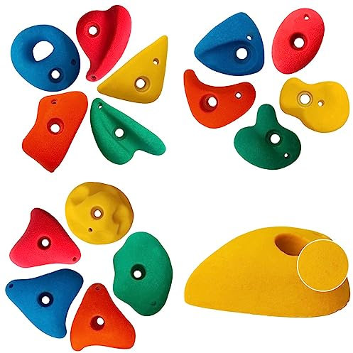 CreateForYou - Klettersteine Outdoor & Indoor - 5 Stück - Bunte Klettergriffe für Kletterwand - mit Montageschrauben - Widerstandsfähig gegen äußere Einflüsse - Starkes Organisches Harz - 10x20x10 cm