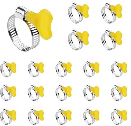 PNGKNYOCN Juego de 20 abrazaderas de acero inoxidable para garganta, 15 mm a 30 mm, ajustable, con mango de plástico para asegurar la manguera