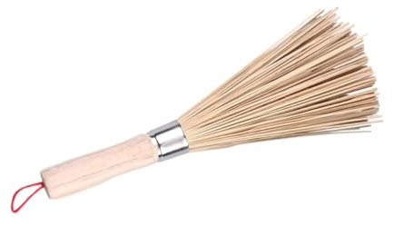 ABOOFAN 3pcs Wooden Handle Cleaning Brush Bamboo Wok Cleaning Whisk for Kitchen Oil Iron Pot Scrubbing Brushes for Dishes