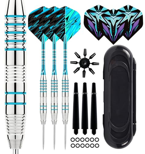 Mhekrep Fléchettes avec pointe en métal 23g, set de fléchettes Premium Steeltip, fléchettes professionnelles en acier avec pointe en métal - Set de fléchettes en acier avec pointe en métal - Set de 3