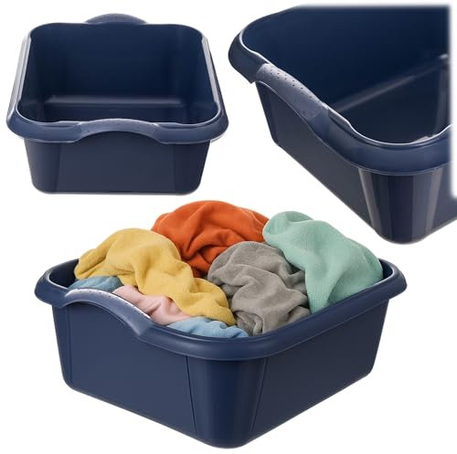 KADAX Waschschüssel 14L, Spülschüssel aus Kunststoff, rechteckige Schüssel, große Kunststoffschüssel, Plastikschüssel, Spülwanne, Plastikwanne (Dunkelblau)