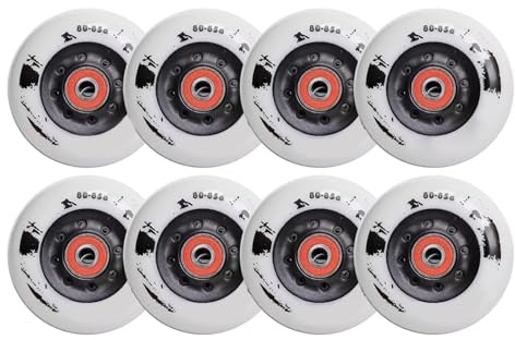 JCCHT 72mm/76mm/80mm 85A Inlineshjul, Ersättningshjul för inomhus- och utomhusrullskridskor, 8-pack med kullager,White,80mm