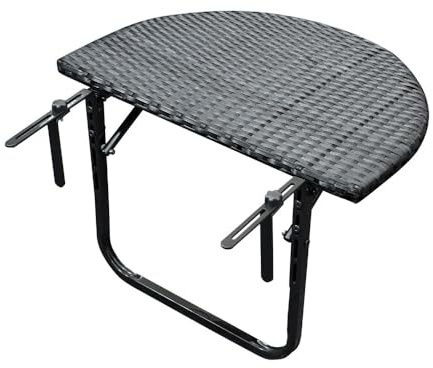 Balkonhängetisch Balkontisch Balkonklapptisch 60x40cm Rattan Polyrattan schwarz