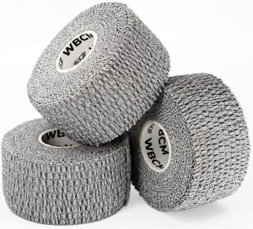 WARM BODY COLD MIND 3,8 cm Daumen Tape für Gewichtheben – Hook Grip Tape für Gym, Powerlifting, Deadlift, Krafttraining, Athletic Finger Wrap (3 Rollen Grau)