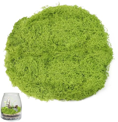 Hexizexi 200g Fake Moss Light Green Artificial Moss Faux Moss | Decorative Faux Moss for Arts and Crafts Planters Model Making Festivals DIY